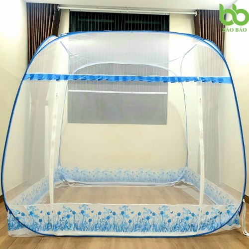 Mùng chụp đỉnh vuông chân viền 1m4 x 2m
